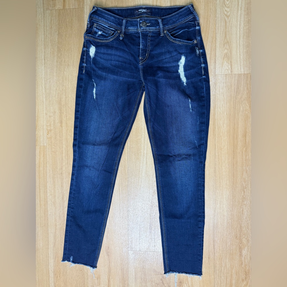 Silver Jeans Women's W27/L27 Kenni Dark Blue Skinny Jeans